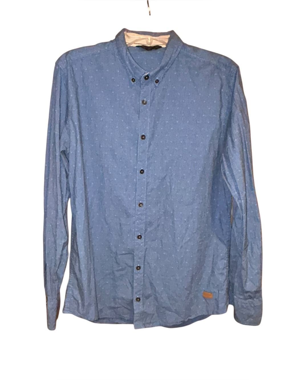 Outpost Makers Shirt Men’s Button Front Large Blue Print Stretch Casual‎ Western